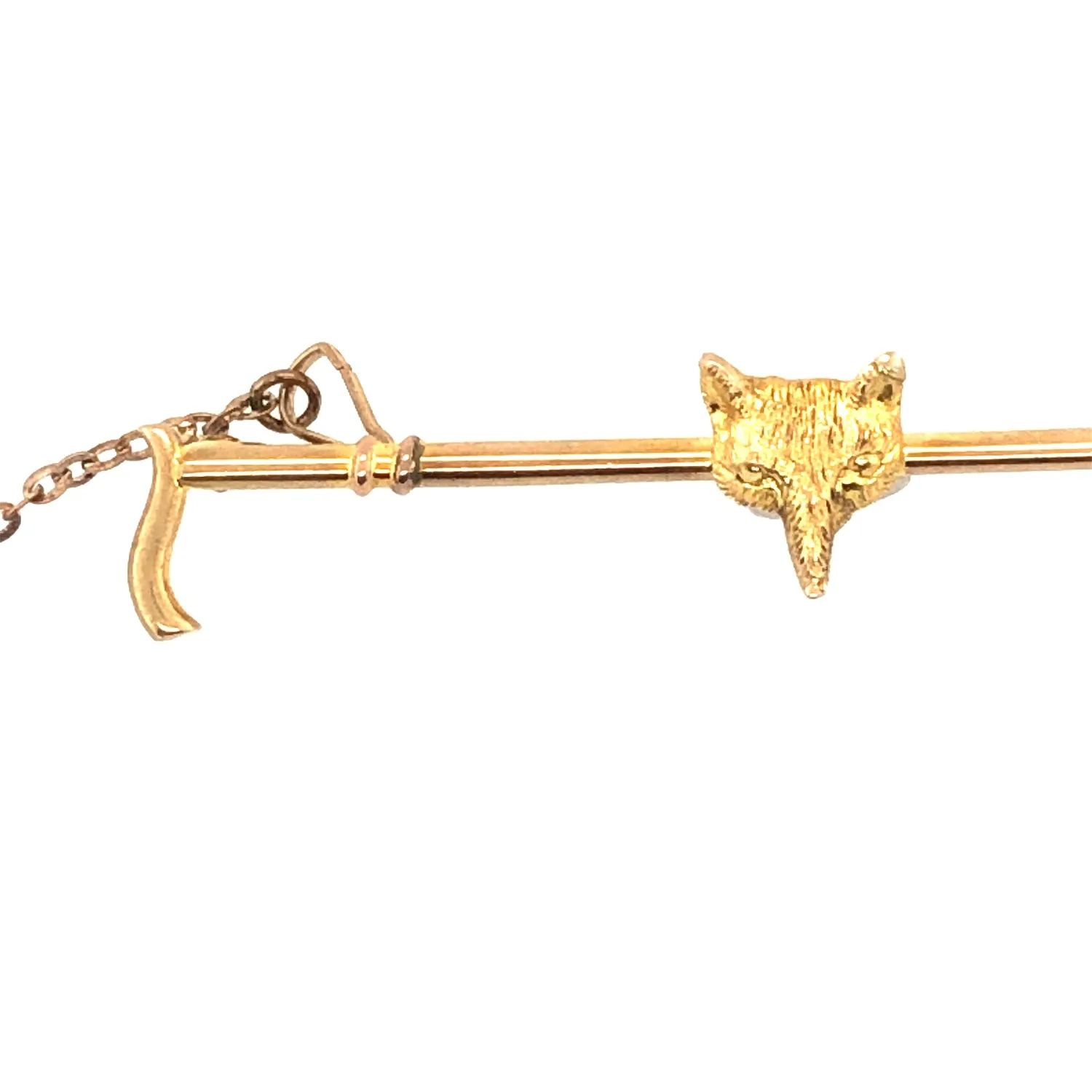 Edwardian 9ct Gold Fox & Crop Brooch