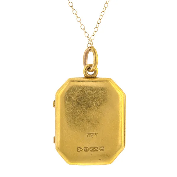 Edwardian Diamond Locket Pendant Necklace