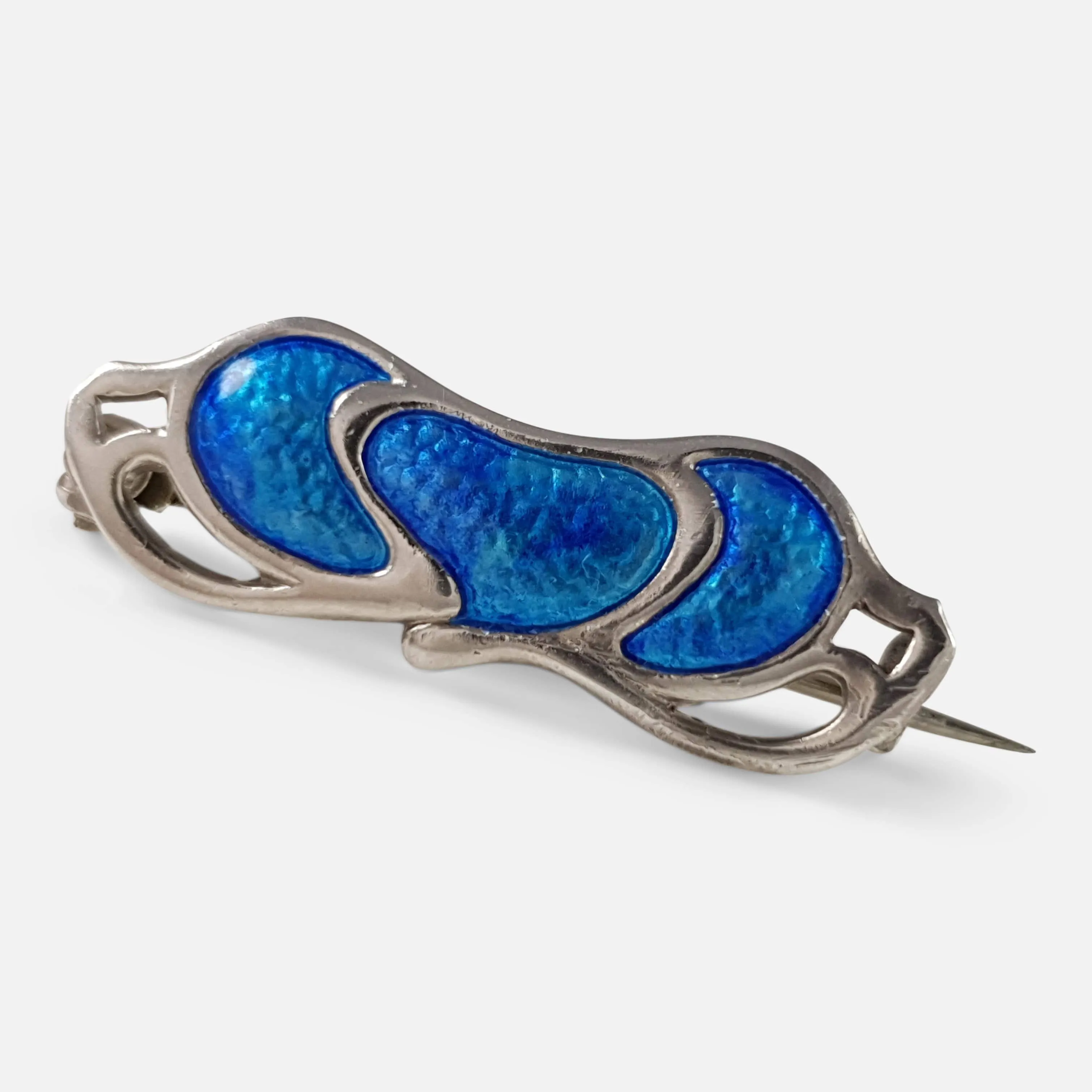 Edwardian Sterling Silver and Enamel Brooch, 1909