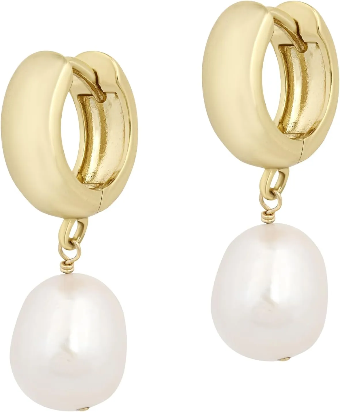 Electric Picks San Tropez Huggie Hoop Earrings - 14kt Gold Plated Pearl Earrings, Lightweight Earrings for Women, All Occasions