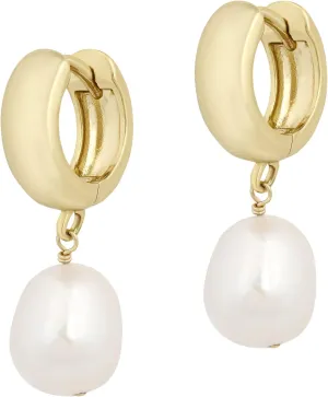 Electric Picks San Tropez Huggie Hoop Earrings - 14kt Gold Plated Pearl Earrings, Lightweight Earrings for Women, All Occasions