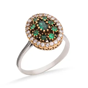 Emerald Stones Vintage Women Ring, Multi Gemstones Handmade Turkish Rings for Women - 925 sterling silver ring gifts for girl