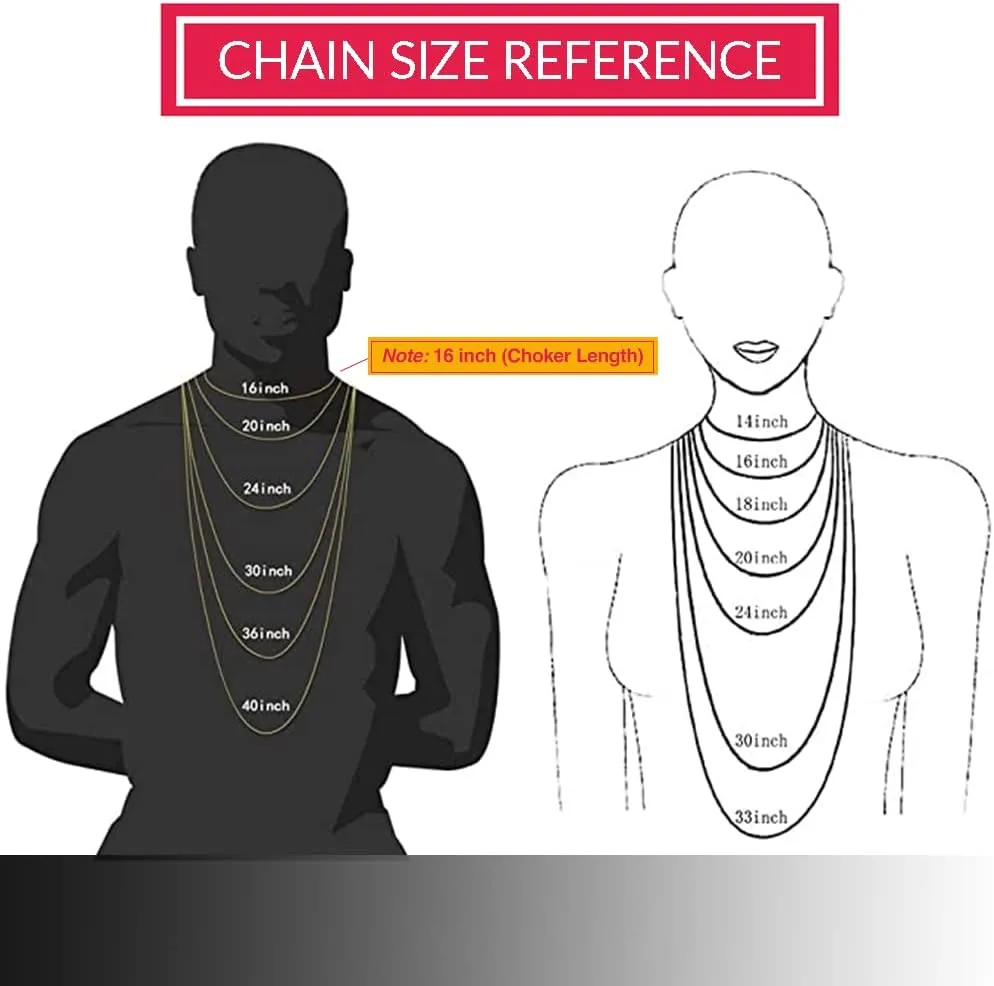 EMESLY Miami Cuban Link Curb Chain Gold/Silver Necklace (16, 18, 20, 22, 24, 30 Inches Length); Hip Hop Bracelet (8" Length) for Men & Women; Perfect Iced Out Bling Jewelry Gift