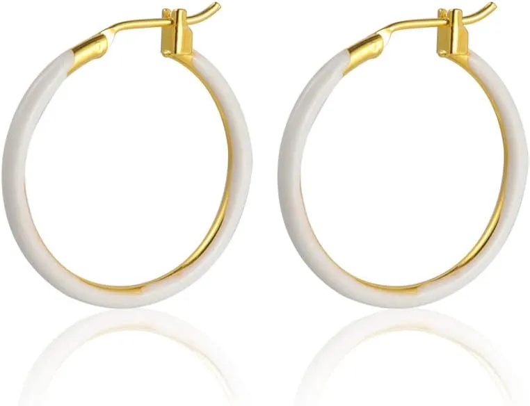 Enamel Hoop Earrings 2cm Round Dangle Drop Earrings Multicolor Circle Cartilage Huggie Tube for Women Hypoallergenic Statement Jewelry
