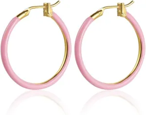 Enamel Hoop Earrings 2cm Round Dangle Drop Earrings Multicolor Circle Cartilage Huggie Tube for Women Hypoallergenic Statement Jewelry