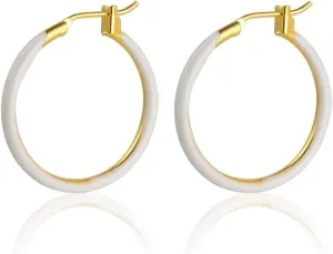 Enamel Hoop Earrings 2cm Round Dangle Drop Earrings Multicolor Circle Cartilage Huggie Tube for Women Hypoallergenic Statement Jewelry