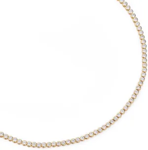 espere Round Bezel Tennis Necklace | 14K Yellow Gold Bezel Set Round CZ Chain Necklace 3 Carat | Classic Round-Cut Diamond Necklace CZ Tennis | Bridal Jewelry | Wedding Necklace | Bridal Necklace