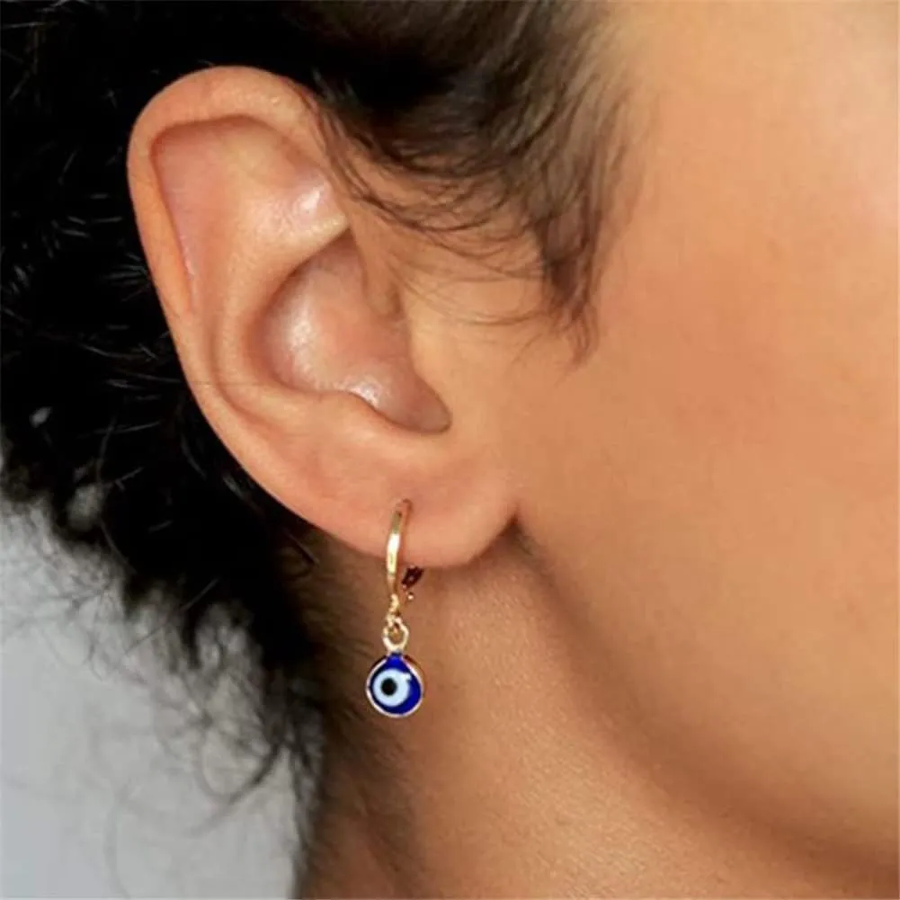 Evil Eye Dangle Earrings Vintage Round Blue Devil'S Eye Drop Earrings for Women Fashion Jewelry