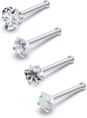 F136 Titanium Nose Rings Studs 20G Straight Nose Stud L Shaped Nose Studs Nose Screw Studs Diamond Nose Stud Heart Nose Stud Corkscrew Nose Studs Opal Nose Stud Square Diamond Nose Stud