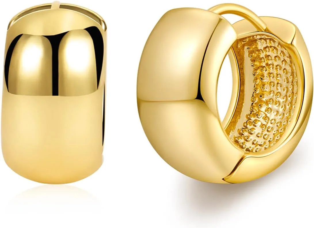 FAMARINE Gold Chunky Earrings for Women Thick Hoop Earrings Gift