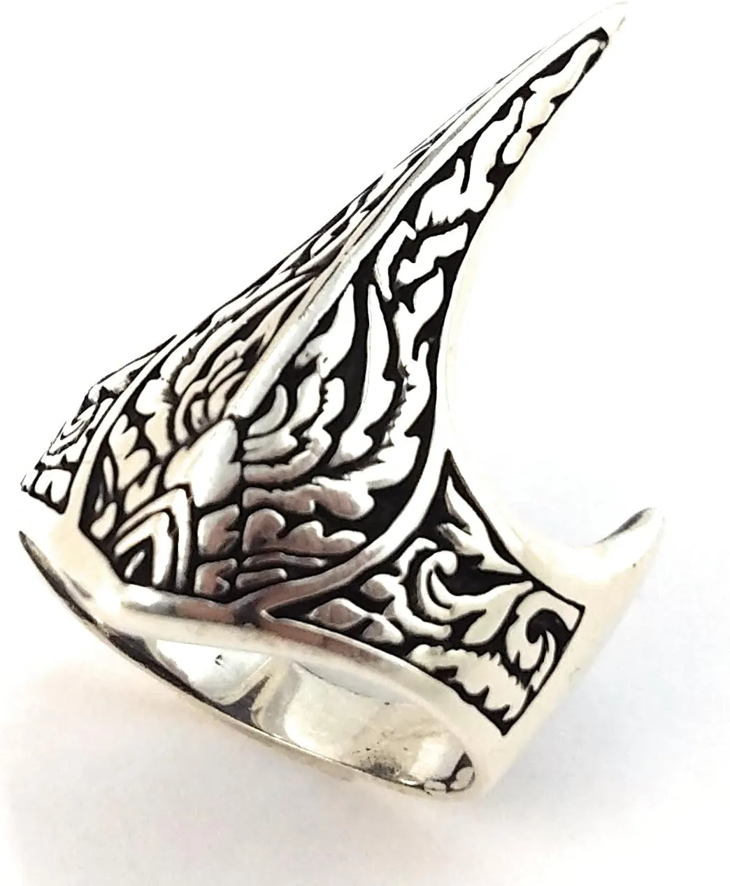 Fang Gothic Biker Retro Genuine Solid 925 Stelring Silver Turkish Handmade Luxury Men's Thumb Ring