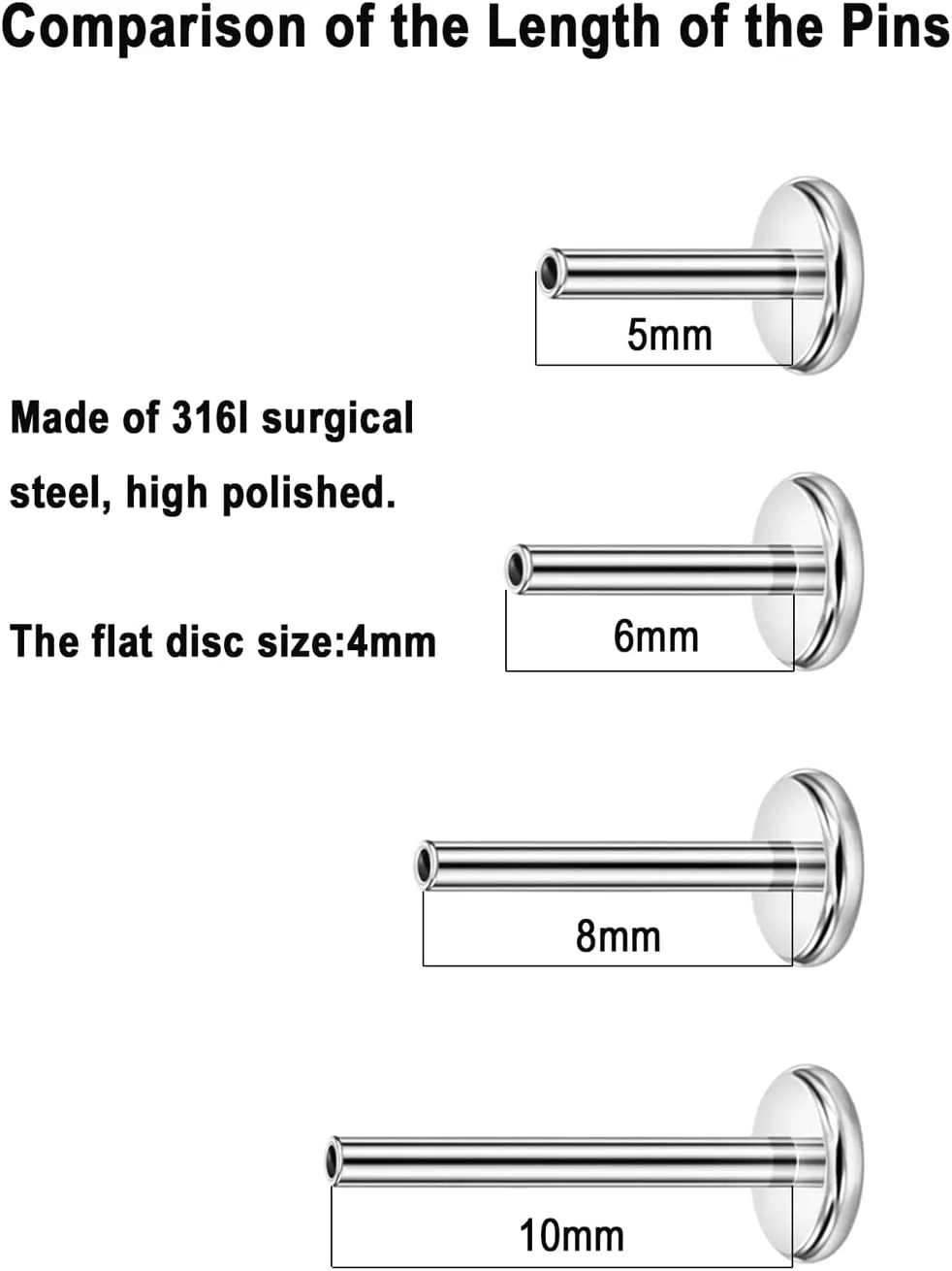 FANSING Skull Hand Labret Studs Threadless Push Pin Earrings 316L Surgical Steel Piercing Jewelry