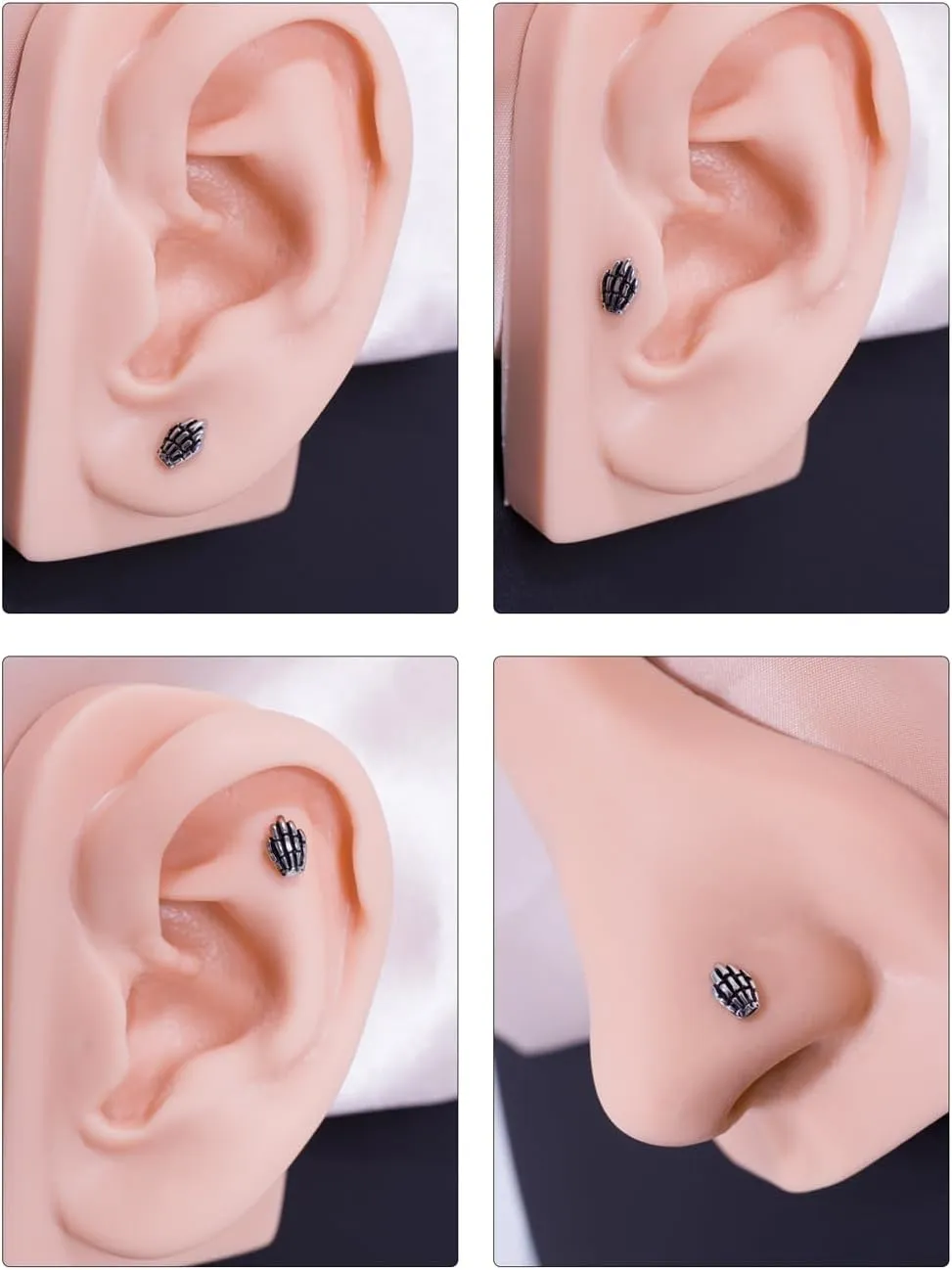 FANSING Skull Hand Labret Studs Threadless Push Pin Earrings 316L Surgical Steel Piercing Jewelry