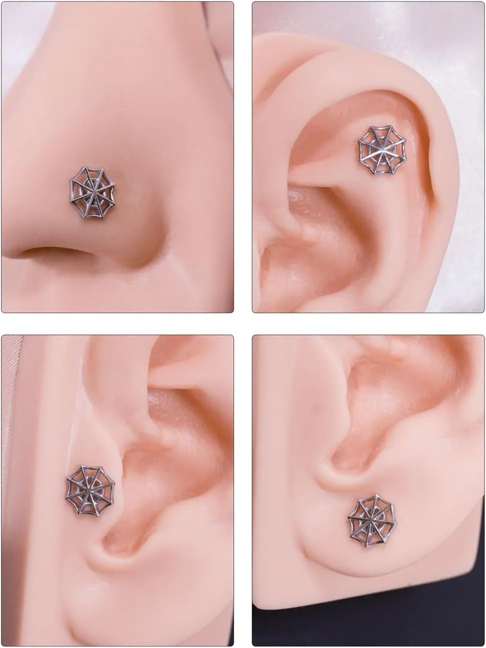 FANSING Spider Web Threadless Push Pin Labret Studs Surgical Steel Halloween Piercing Jewelry