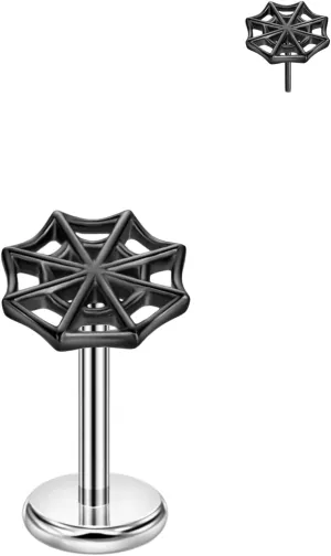 FANSING Spider Web Threadless Push Pin Labret Studs Surgical Steel Halloween Piercing Jewelry