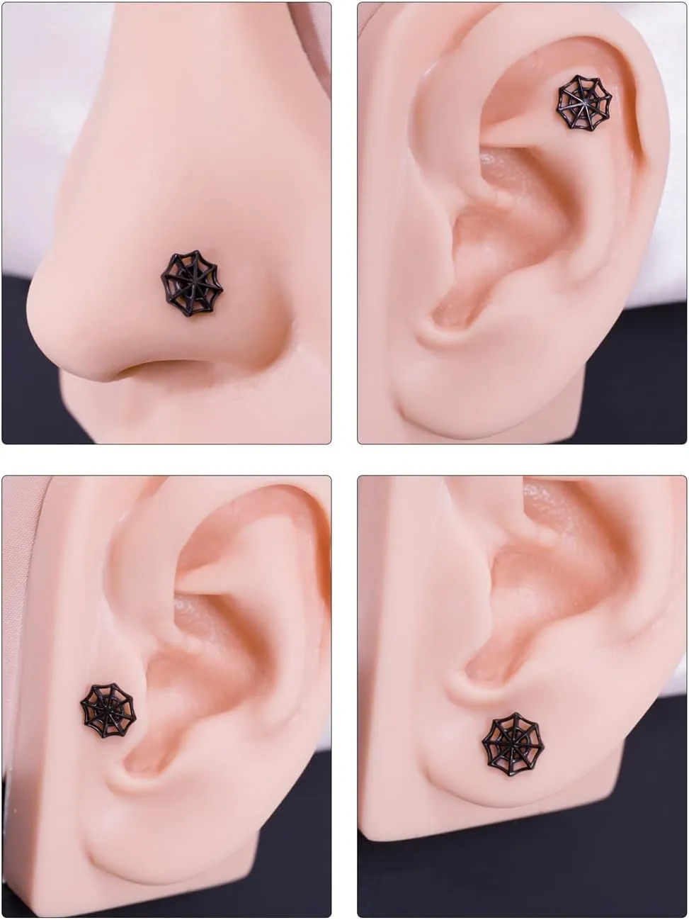 FANSING Spider Web Threadless Push Pin Labret Studs Surgical Steel Halloween Piercing Jewelry