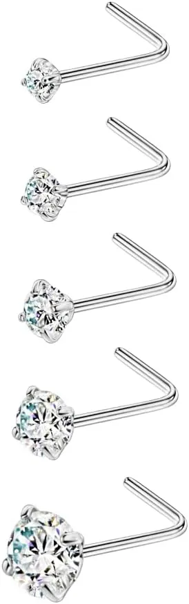 FANSING Surgical Steel L Shaped Nose Rings Studs