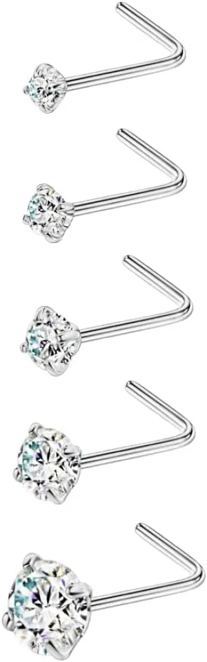 FANSING Surgical Steel L Shaped Nose Rings Studs
