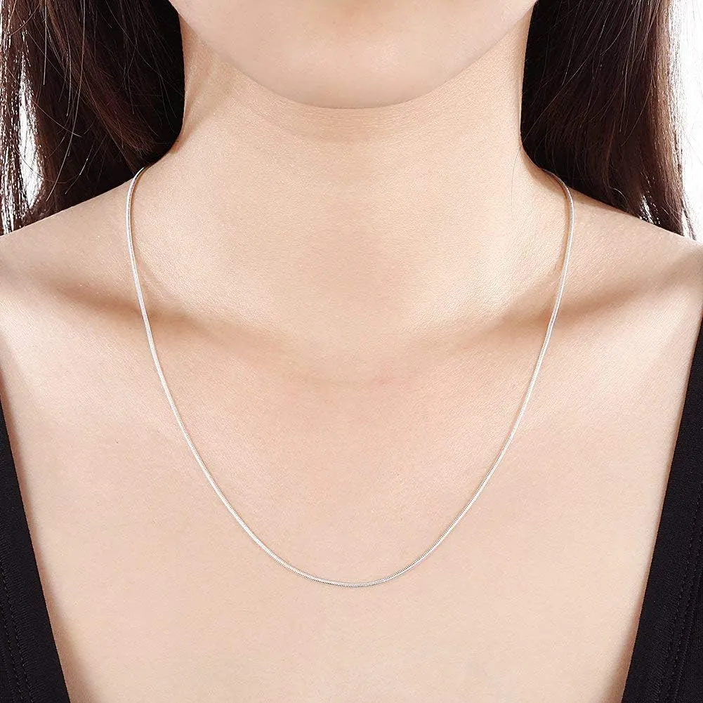 Fashion 925 Sterling Silver 1mm Snake Chain Necklace Jewelry Chain 16" - 30" for Men & Women (22 Inches)
