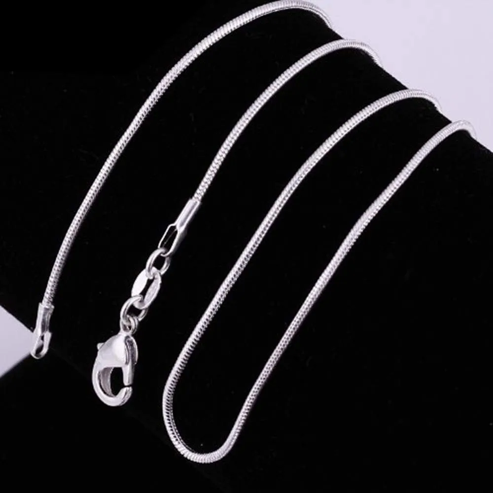 Fashion 925 Sterling Silver 1mm Snake Chain Necklace Jewelry Chain 16" - 30" for Men & Women (22 Inches)