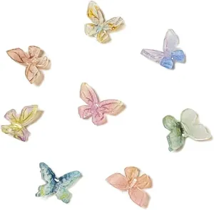Fashion Cute Colorful Acrylic Butterfly Cartilage Earrrings Set Vintage Little Hypoallergenic Three-dimensional Color Butterfly Stud Earrings for Women Jewelry