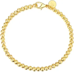 Fashion Jewelry 18k Gold Rose Gold 4mm Lucky Round Beads Bracelet