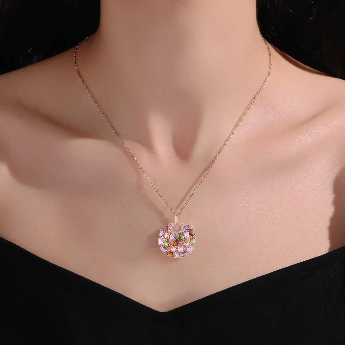 Fashion Jewelry Set for Women Cats Eye Teardrop and Created Crystal, Cubic Zirconia Pendant Necklace and Earrings Ring Set