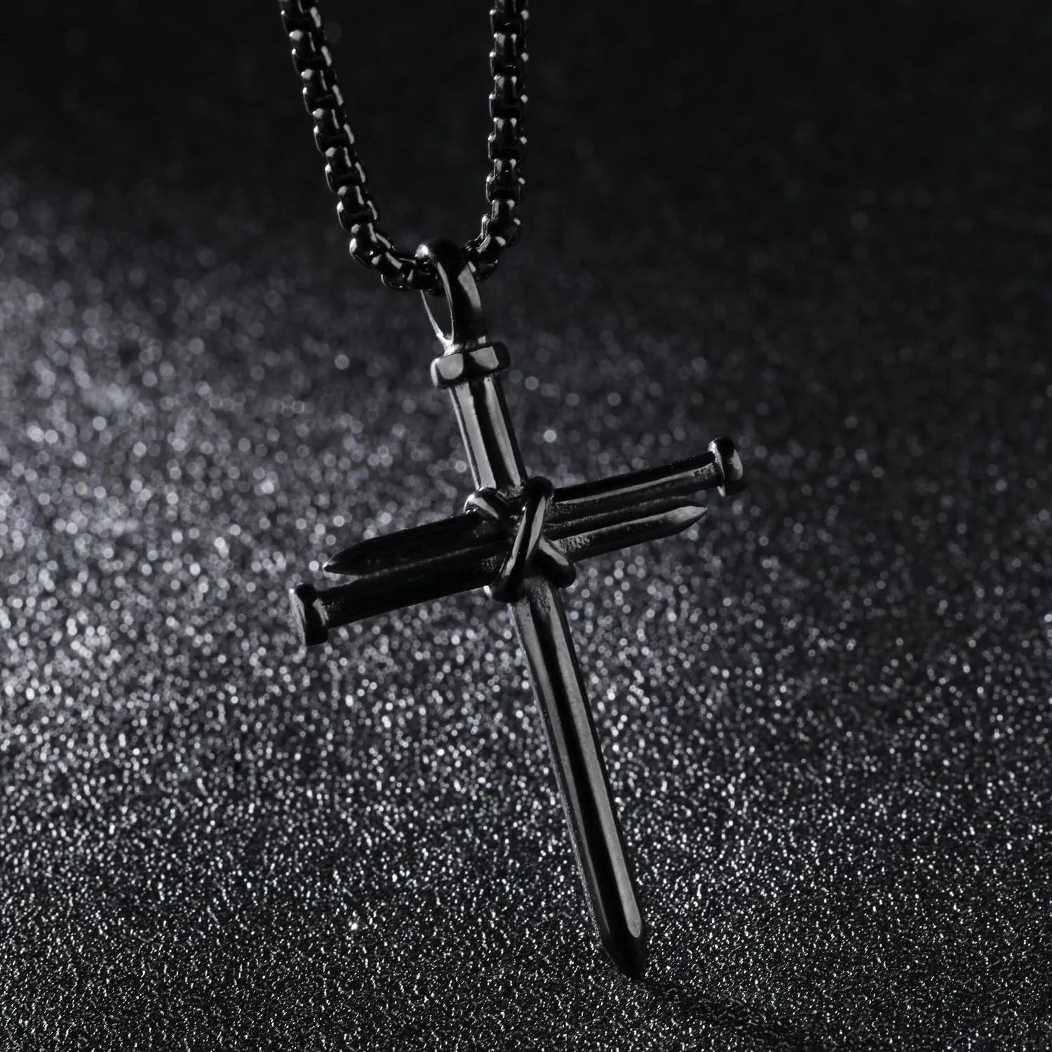 Fashion Jewelry Titanium Steel Nail Cross Charm Pendant Necklace for Mens