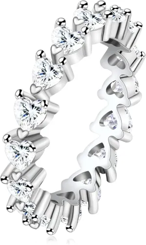 Fashion Simple Platinum Plated Cubic Zirconia Heart Ring for Women Engagement Wedding Promise Jewelry Ring Size 6-10 YA2670