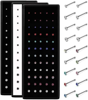 FASHIONS Multicolor Body Surgical Stainless Steel Hypoallergenic Nose Piercing Jewelry Hole Hoop Ring Sterling Nosepin Studs for Women (3 Box - 1.5/2.5 / 3mm)