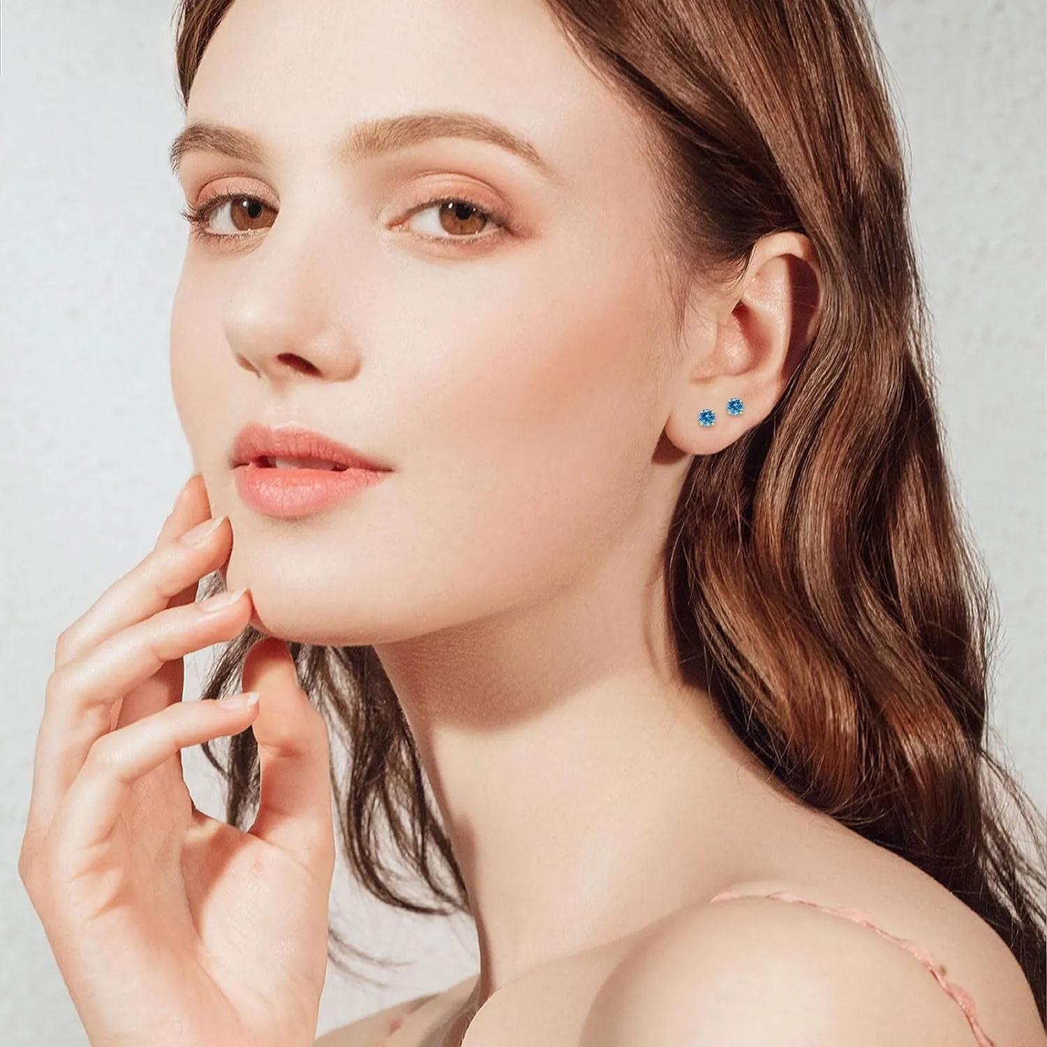 Flat Back Birthstone Stud Earrings for Women Girls, 3mm Tiny CZ Flat Back Stud Earrings, Screw Back Tiny Earrings Studs, Cartilage/Tragus/Second Hole Earrings (Gold, 7.July-Ruby)
