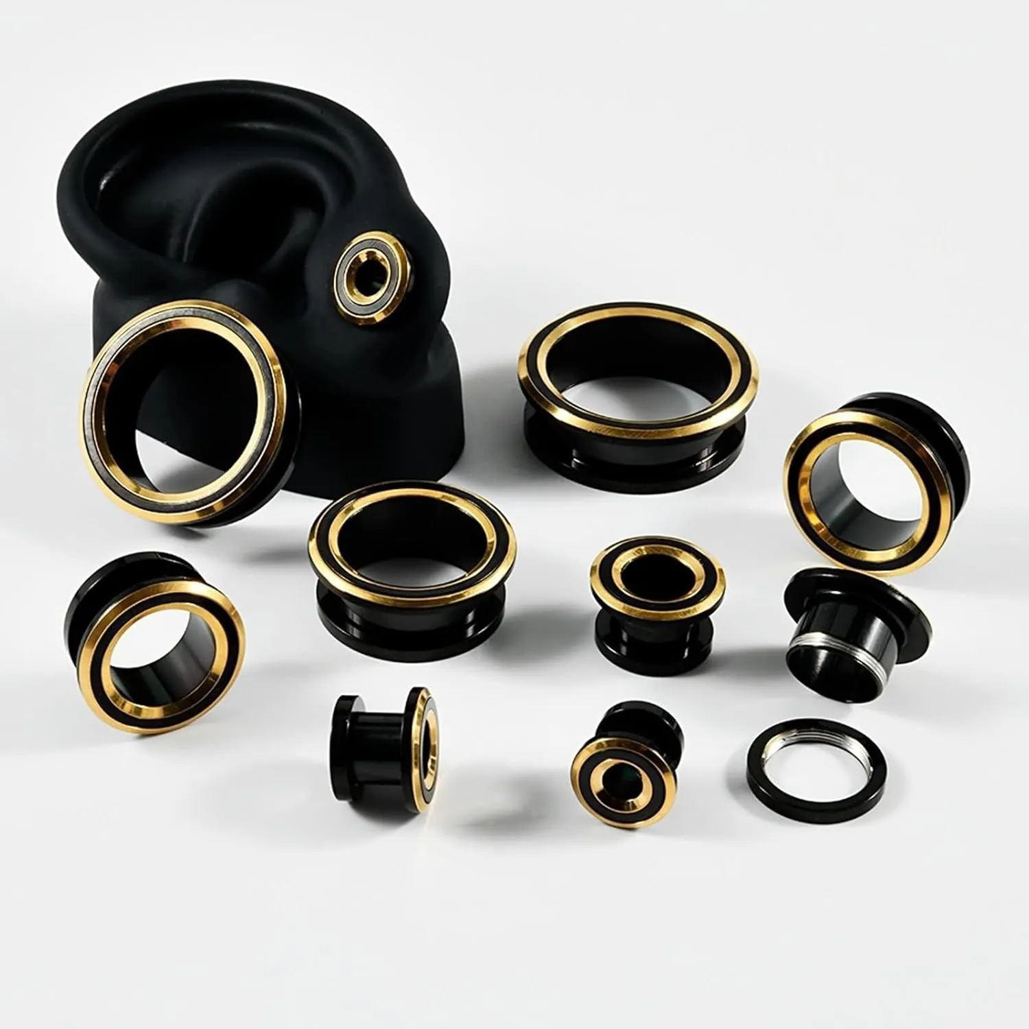 Flesh Tunnels for Ears, Stainless Steel Ear Gauges Screw Back Tunnel Unisex Piercing Gauge Earrings 2pcs
