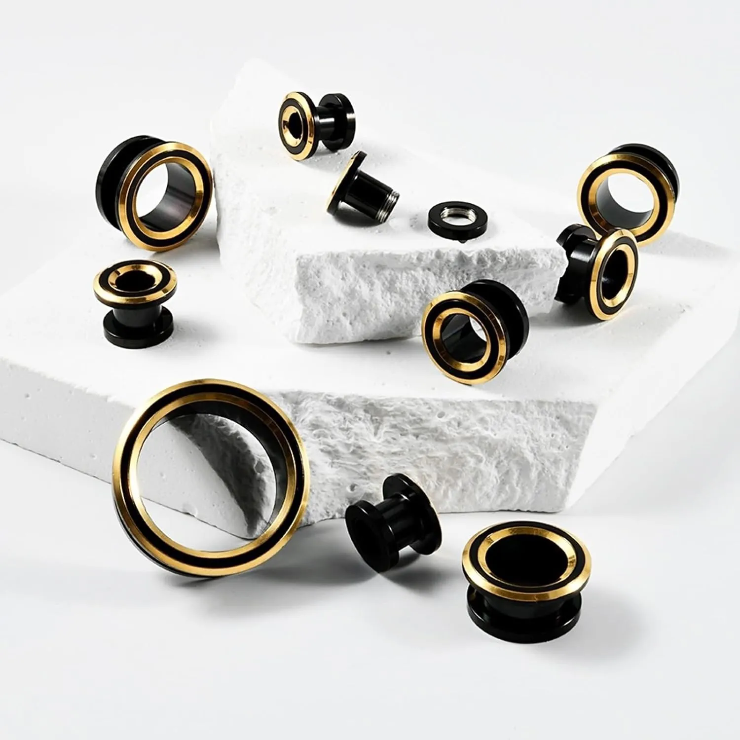 Flesh Tunnels for Ears, Stainless Steel Ear Gauges Screw Back Tunnel Unisex Piercing Gauge Earrings 2pcs