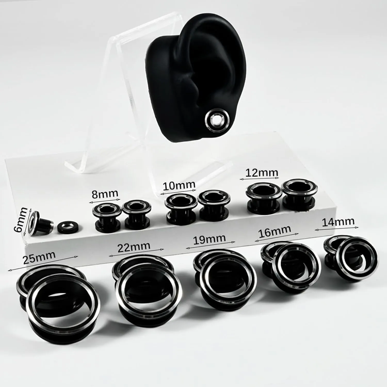 Flesh Tunnels for Ears, Stainless Steel Ear Gauges Screw Back Tunnel Unisex Piercing Gauge Earrings 2pcs