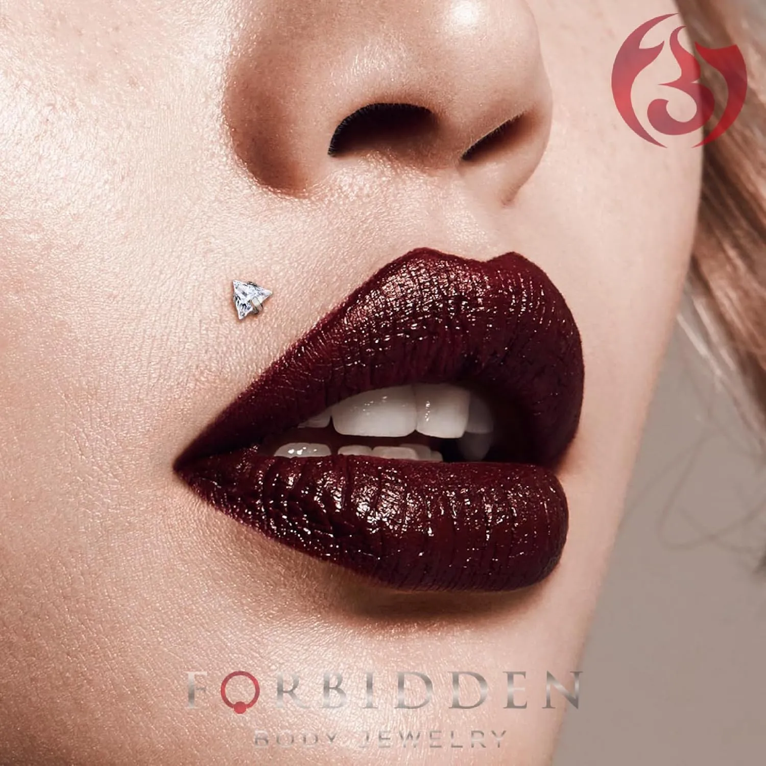Forbidden Body Jewelry 16 g Titanium Internally Threaded CZ Triangle Flat Back Piercing Stud Earring, Helix, Cartilage, Labret, Monroe for Women or Men