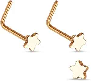 Forbidden Body Jewelry 20g Surgical Steel Star Top L-Shaped Nose Stud (Choose Quantity/Color)