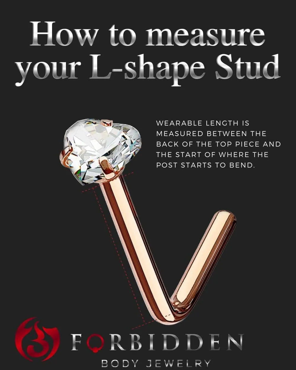 Forbidden Body Jewelry 20g Surgical Steel Star Top L-Shaped Nose Stud (Choose Quantity/Color)