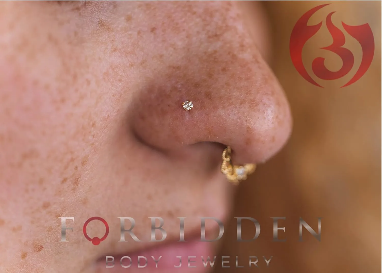 Forbidden Body Jewelry FBJ 14k Nose Ring, 22g, Solid 7mm Micro Stud, 2mm CZ Simulated Diamond, Non-Irritating Skin Safe Real Gold, Women/Men (Sold Individually)