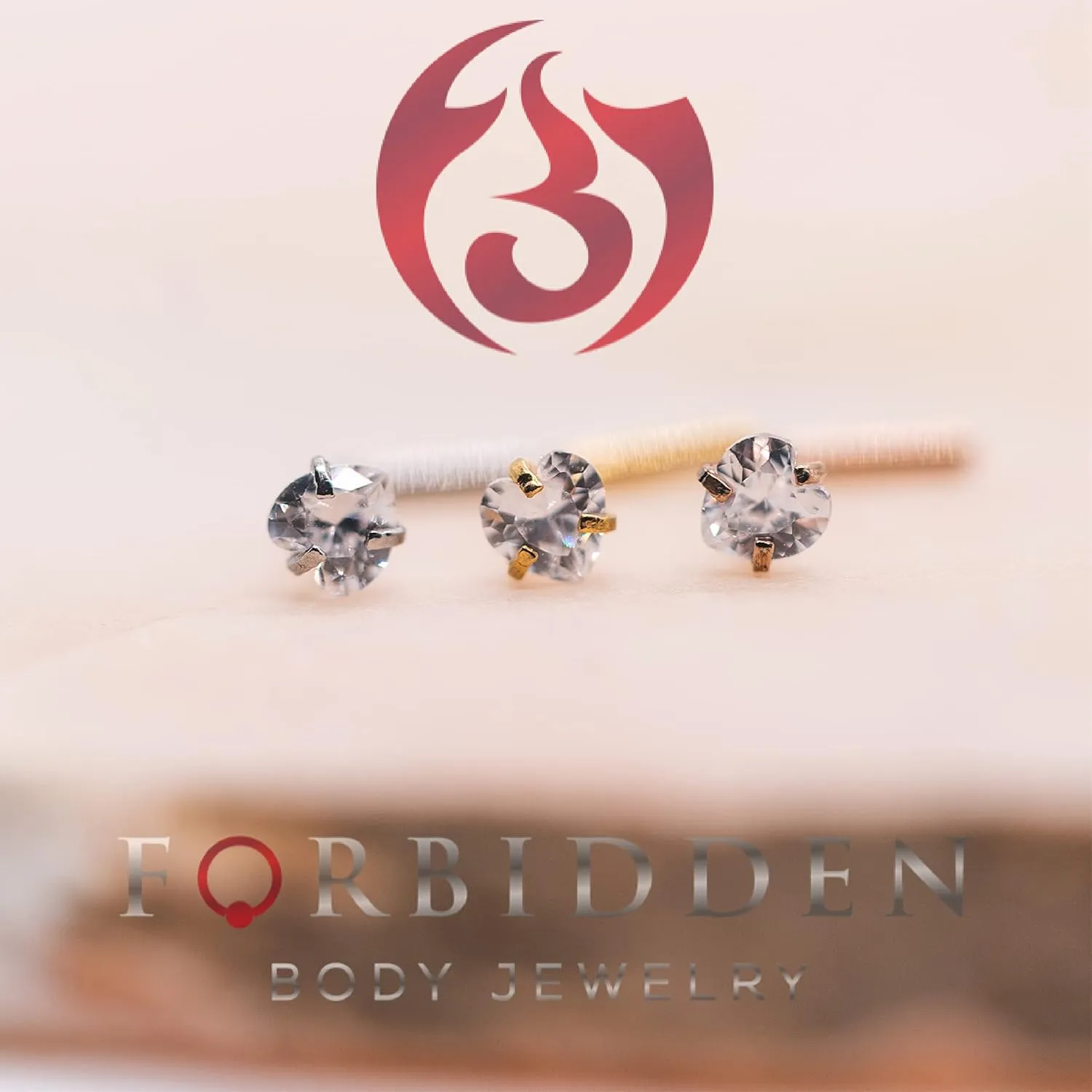 Forbidden Body Jewelry Heart Nose Stud and Ring - L Shaped Nose Rings, 18g 6mm Surgical Steel with 3mm Heart CZ Crystal