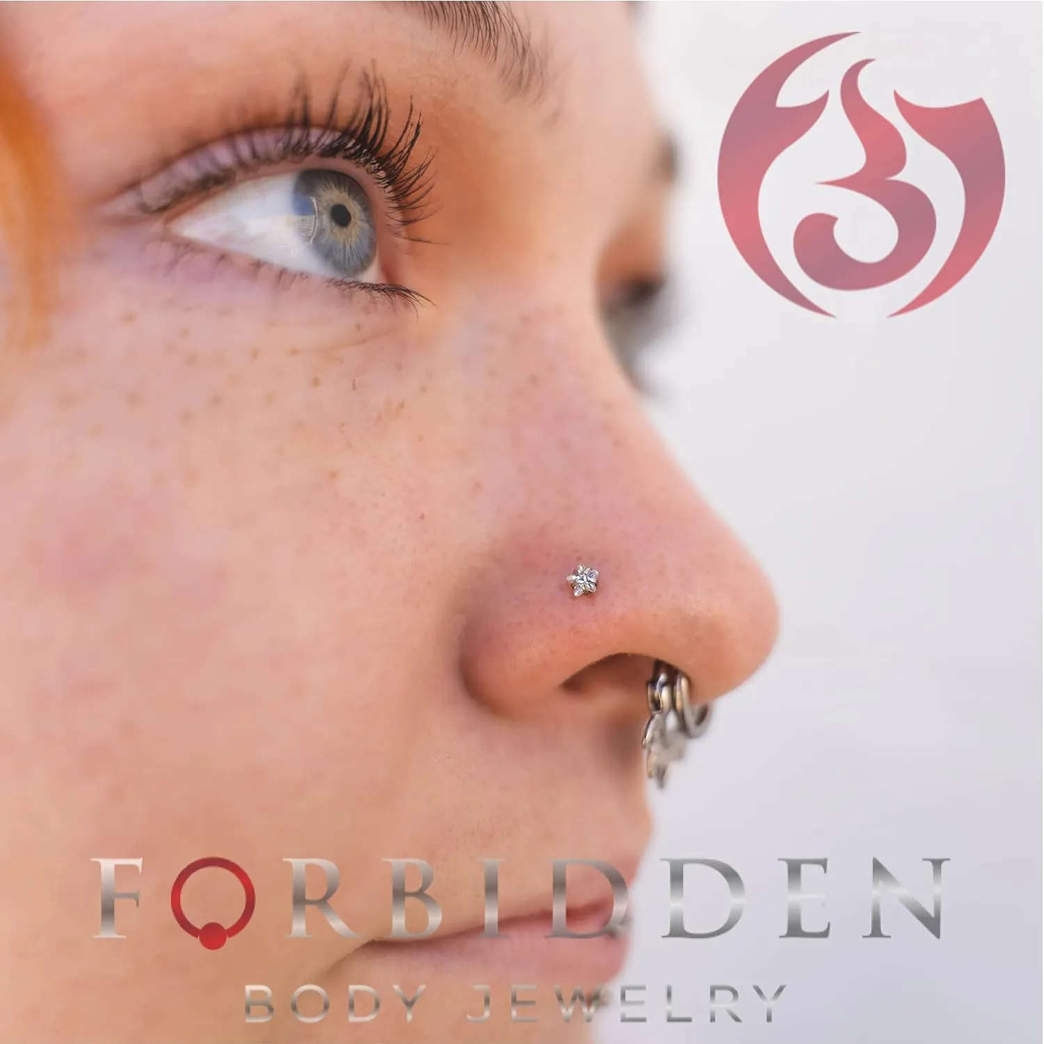 Forbidden Body Jewelry Nose Rings L Shaped, 18g/20g Surgical Steel Nose Ring, Star Nose Ring, 3mm CZ Star Top L-Shaped Nose Stud (Choose Gauge/Color)