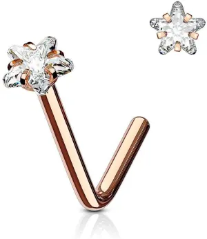 Forbidden Body Jewelry Nose Rings L Shaped, 18g/20g Surgical Steel Nose Ring, Star Nose Ring, 3mm CZ Star Top L-Shaped Nose Stud (Choose Gauge/Color)