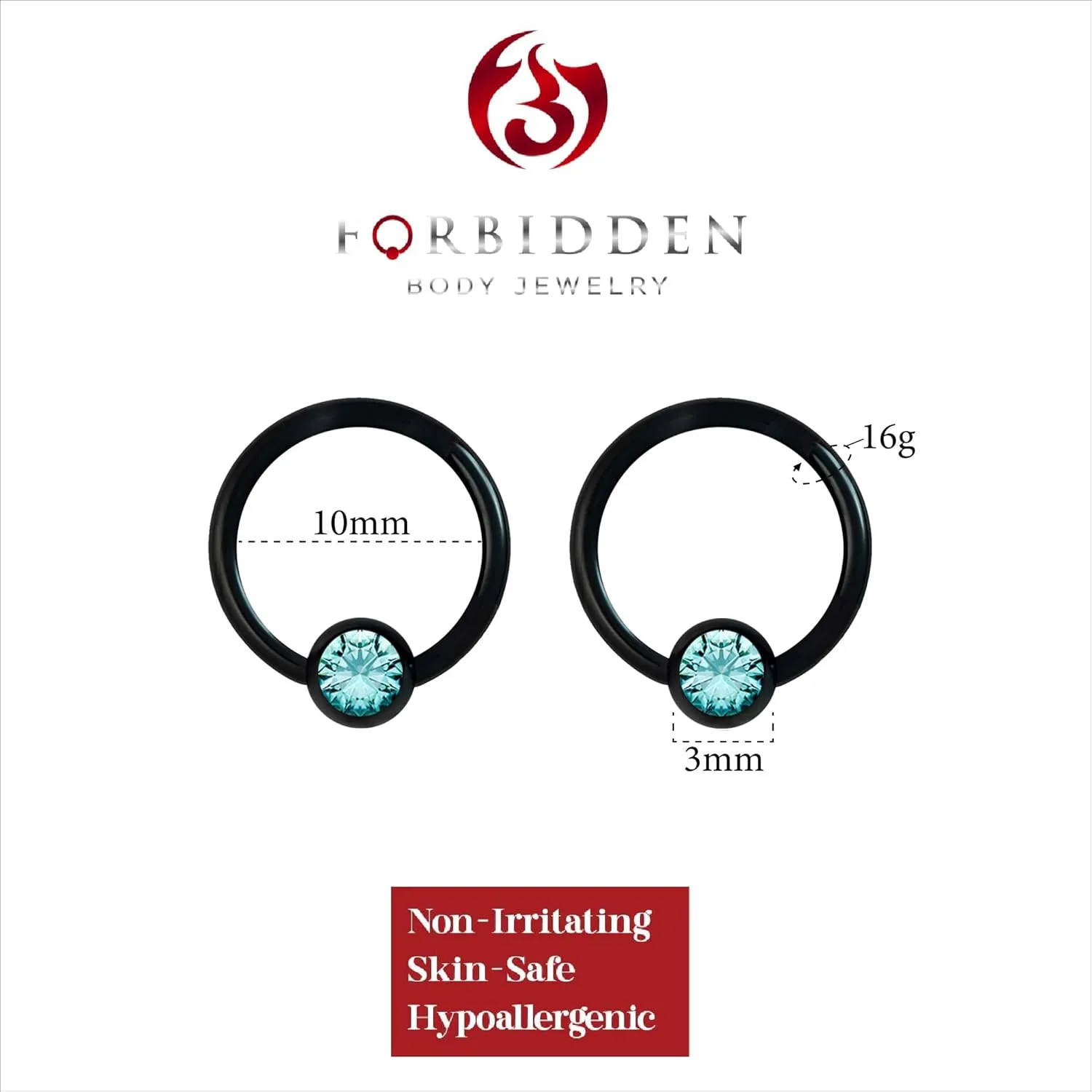 Forbidden Body Jewelry Pair 14g-18g Rainbow & Black Surgical Steel CZ Piercing Hoops (Select Hoop Color/Gauge/Diameter/CZ Color)