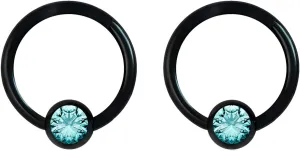 Forbidden Body Jewelry Pair 14g-18g Rainbow & Black Surgical Steel CZ Piercing Hoops (Select Hoop Color/Gauge/Diameter/CZ Color)