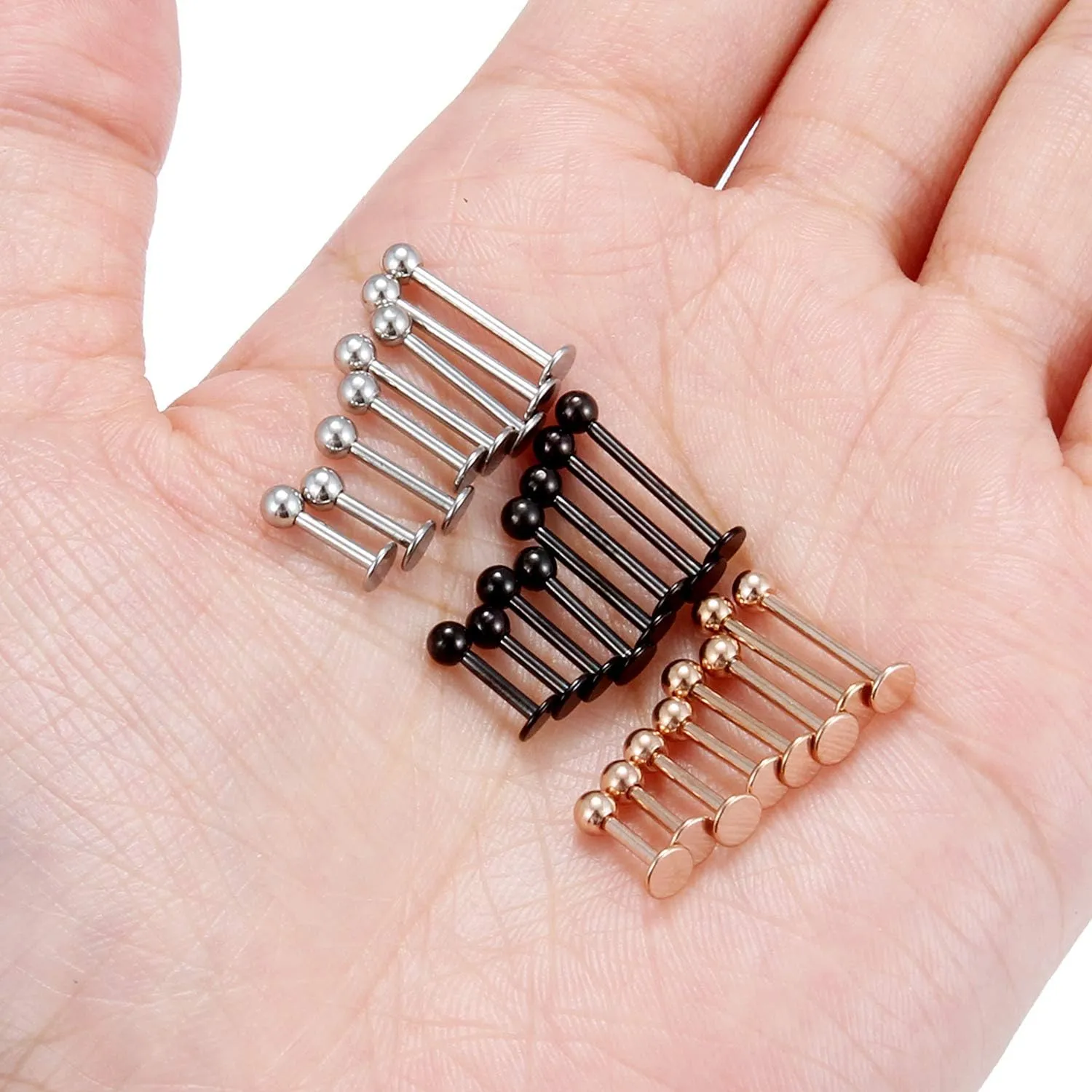 Ftovosyo Labret Barbell 24PCS Monroe Lip Barbell Ring Helix Earring Tragus Cartilage Studs Surgical Steel Piercing Jewelry for Women Men 20-12G