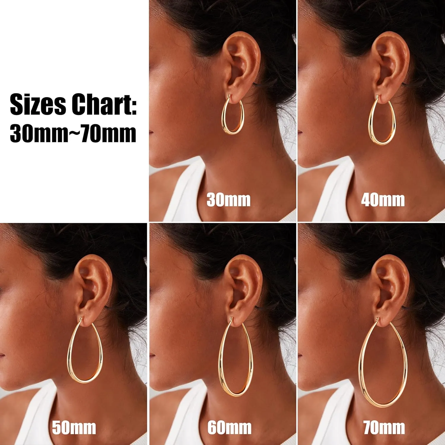 Gacimy Gold Chunky Hoop Earrings for Women, 14K Gold Plated Oval Hoop Earrings with 925 Sterling Silver Post