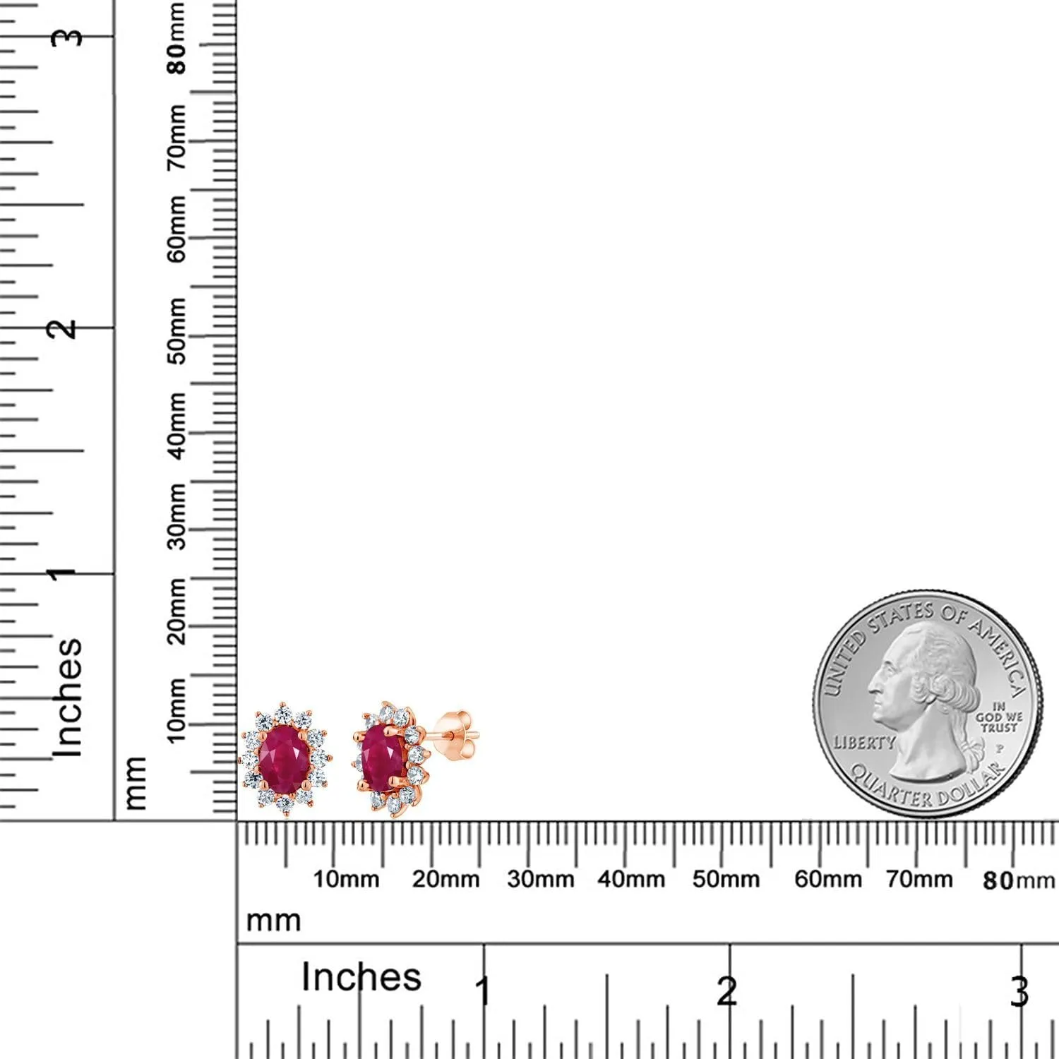 Gem Stone King 18K Rose Gold Plated Silver Oval 7X5MM Gemstone Birthstone Stud Earrings Princess Diana Royal Halo Style For Women Anniversary Wedding Birthday