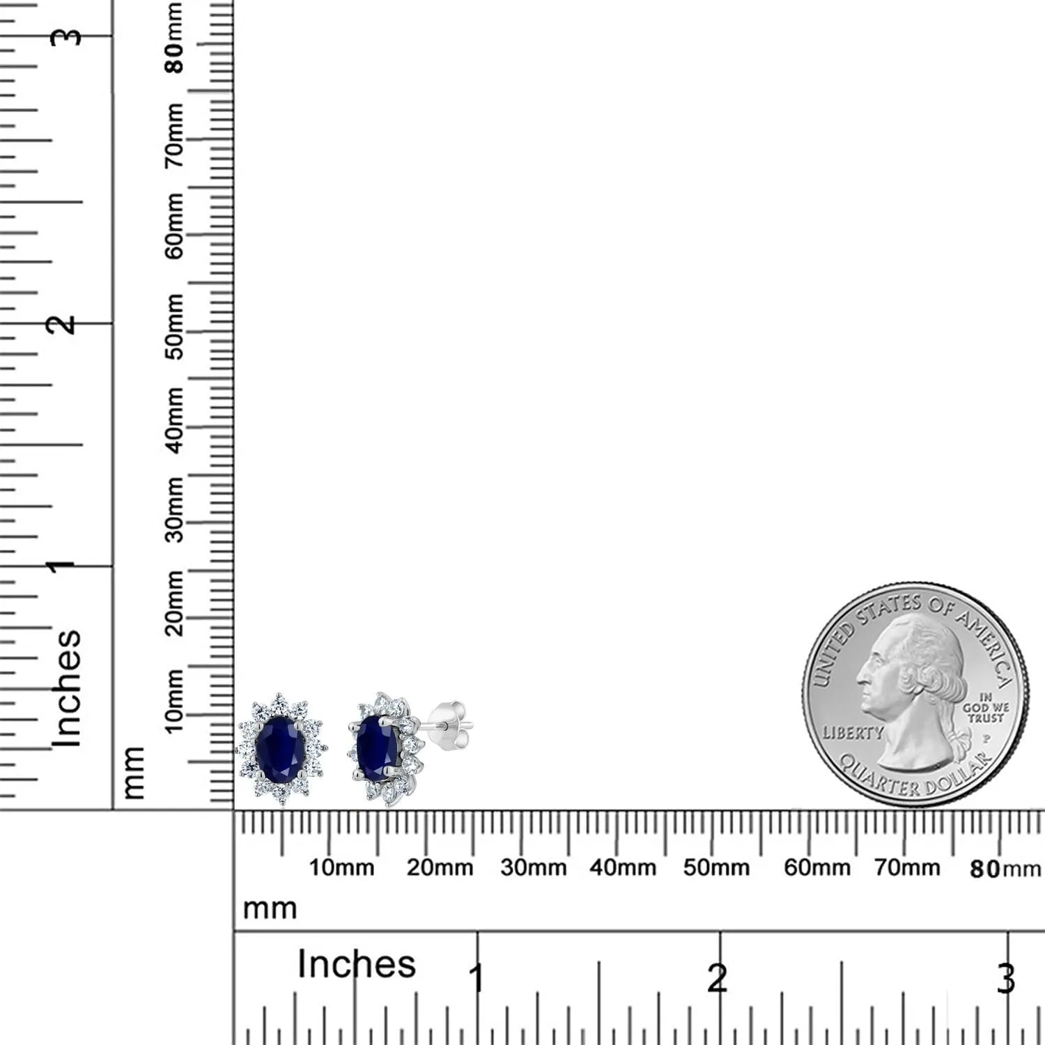 Gem Stone King 7X5MM Oval Gemstone Birthstone Stud Earrings For Women | Princess Diana Royal Halo Style | 925 Sterling Silver | Fine Jewelry Gifts for Anniversary Wedding Her Mom Women Wife