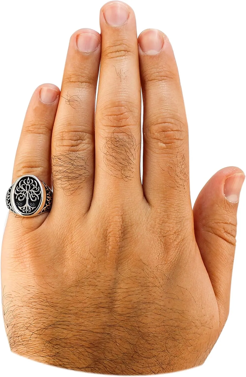 Genuine Solid 925 Sterling Silver Tree of Life Ring for Men