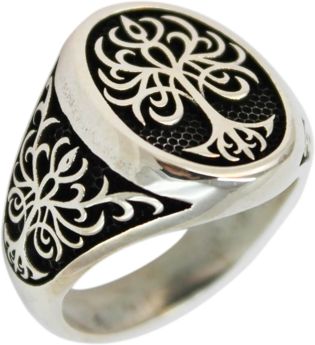 Genuine Solid 925 Sterling Silver Tree of Life Ring for Men