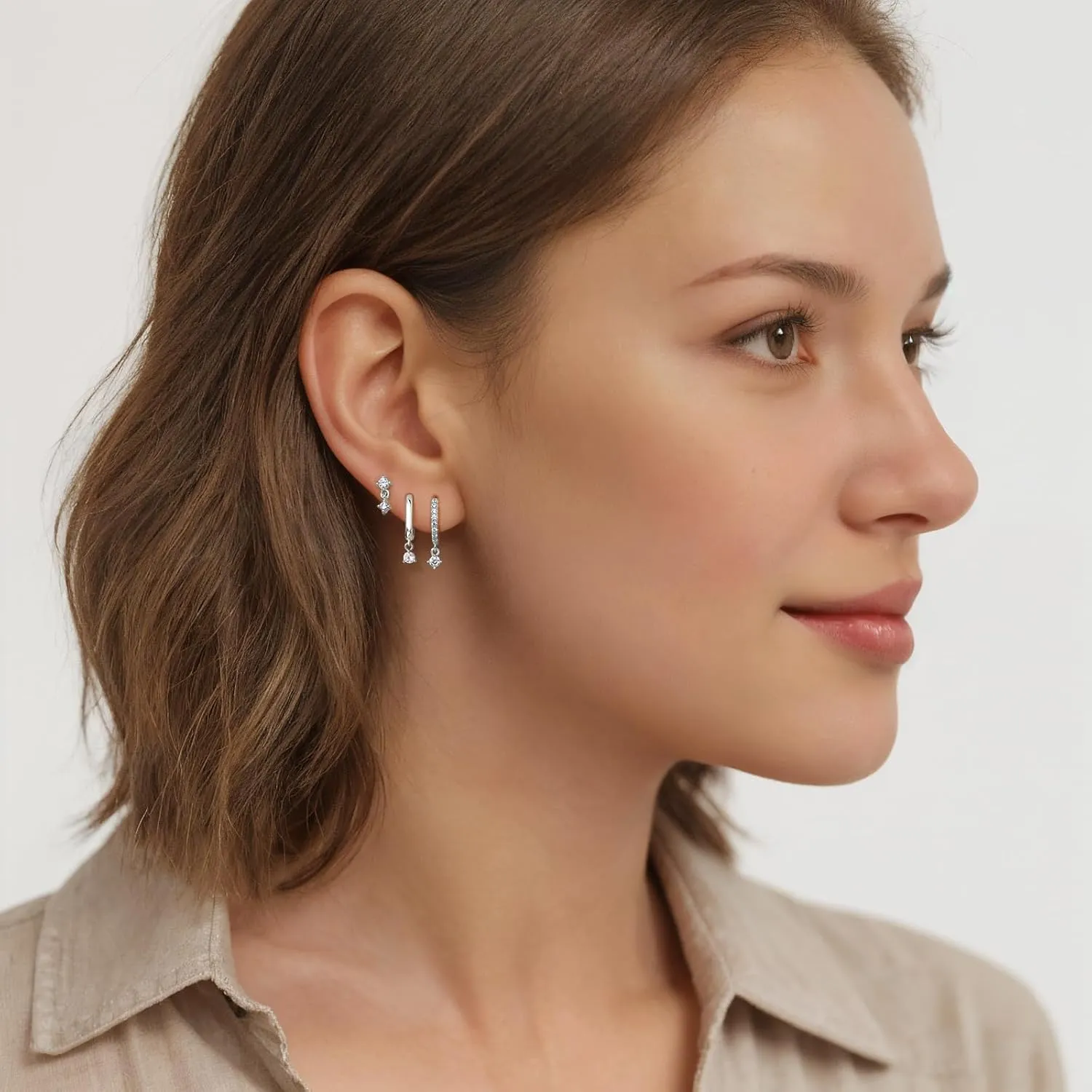 GEORGE  SMITH Sterling Silver Star Earrings for Women, 14K Gold Huggie Hoop Earring Sets for Multiple Piercing, Hypoallergenic Star Stud Set Earrings Stacks for Women Trendy Jewelry